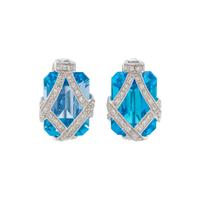 BLUE TOPAZ AND DIAMOND EARCLIPS