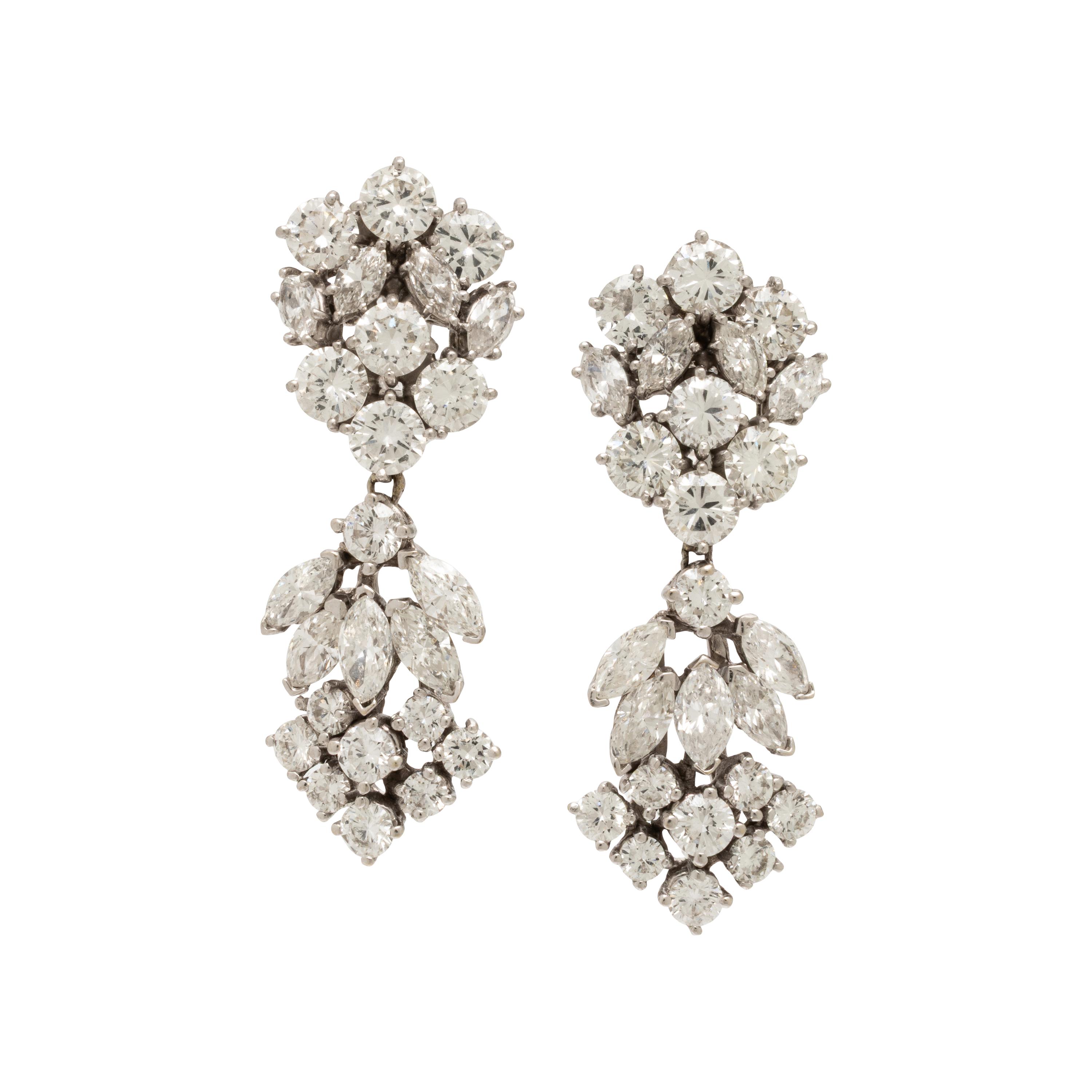 Diamond, Platinum, and White Gold Earrings