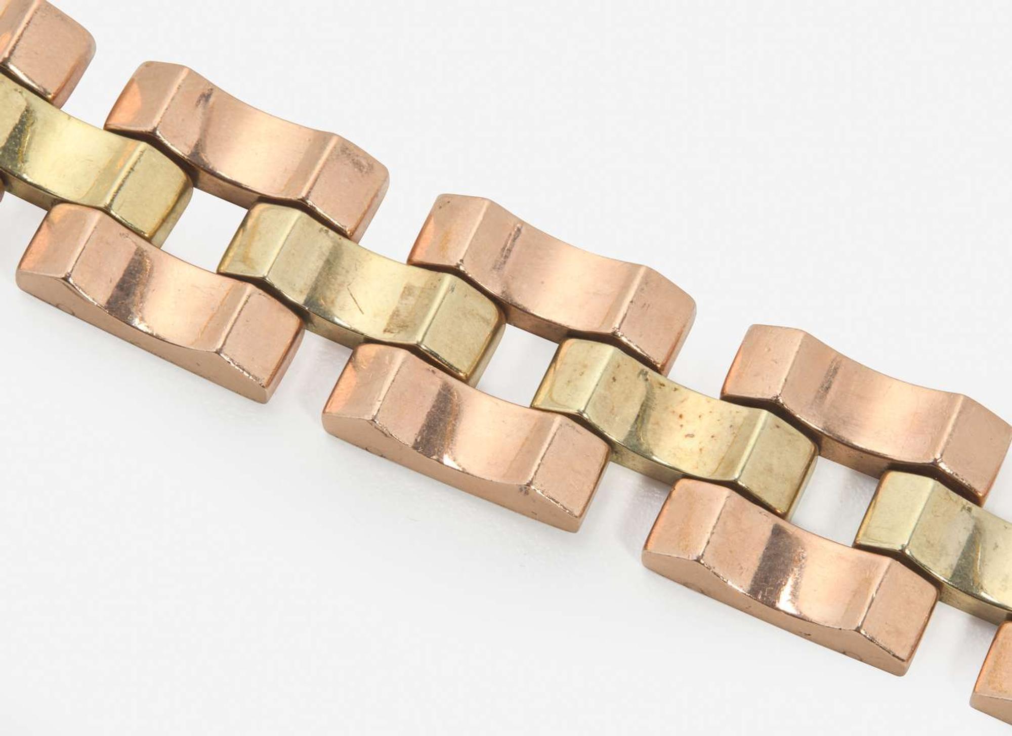 A Two-Tone 10K Yellow and Rose Gold Bracelet