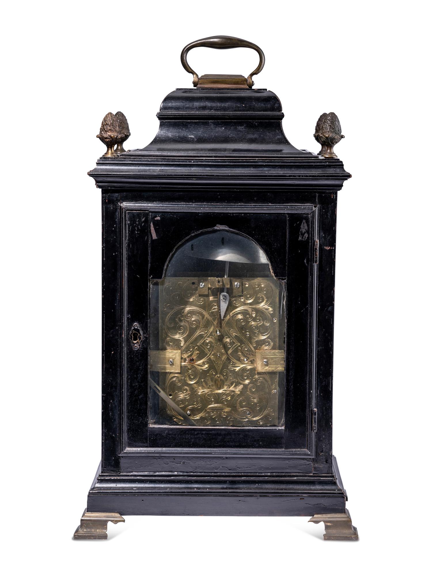 A George III Gilt Bronze Mounted Ebonized Fruitwood Bracket Clock