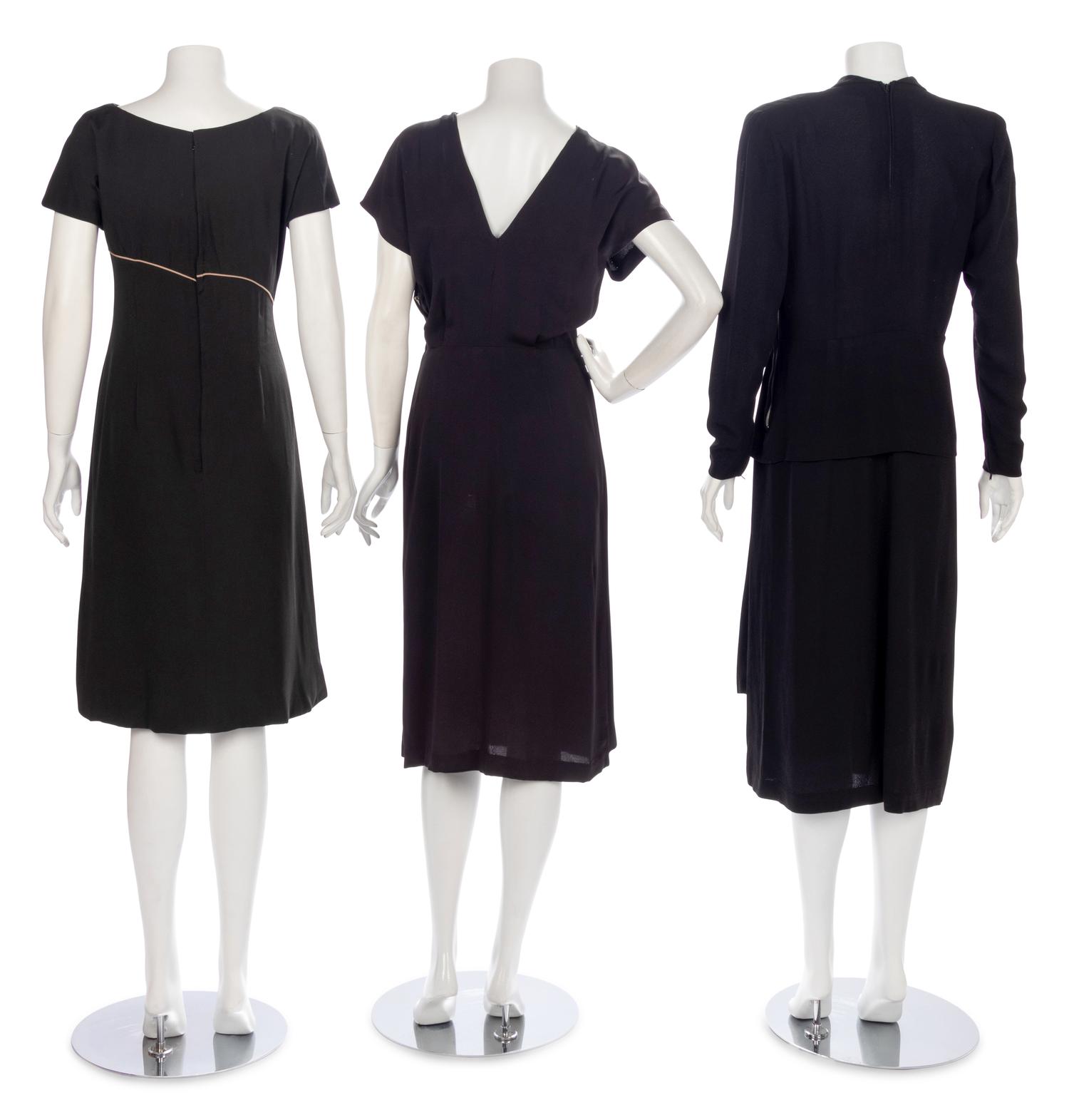 Three Embellished Black Dresses, 1940-50s