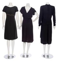 Three Embellished Black Dresses, 1940-50s