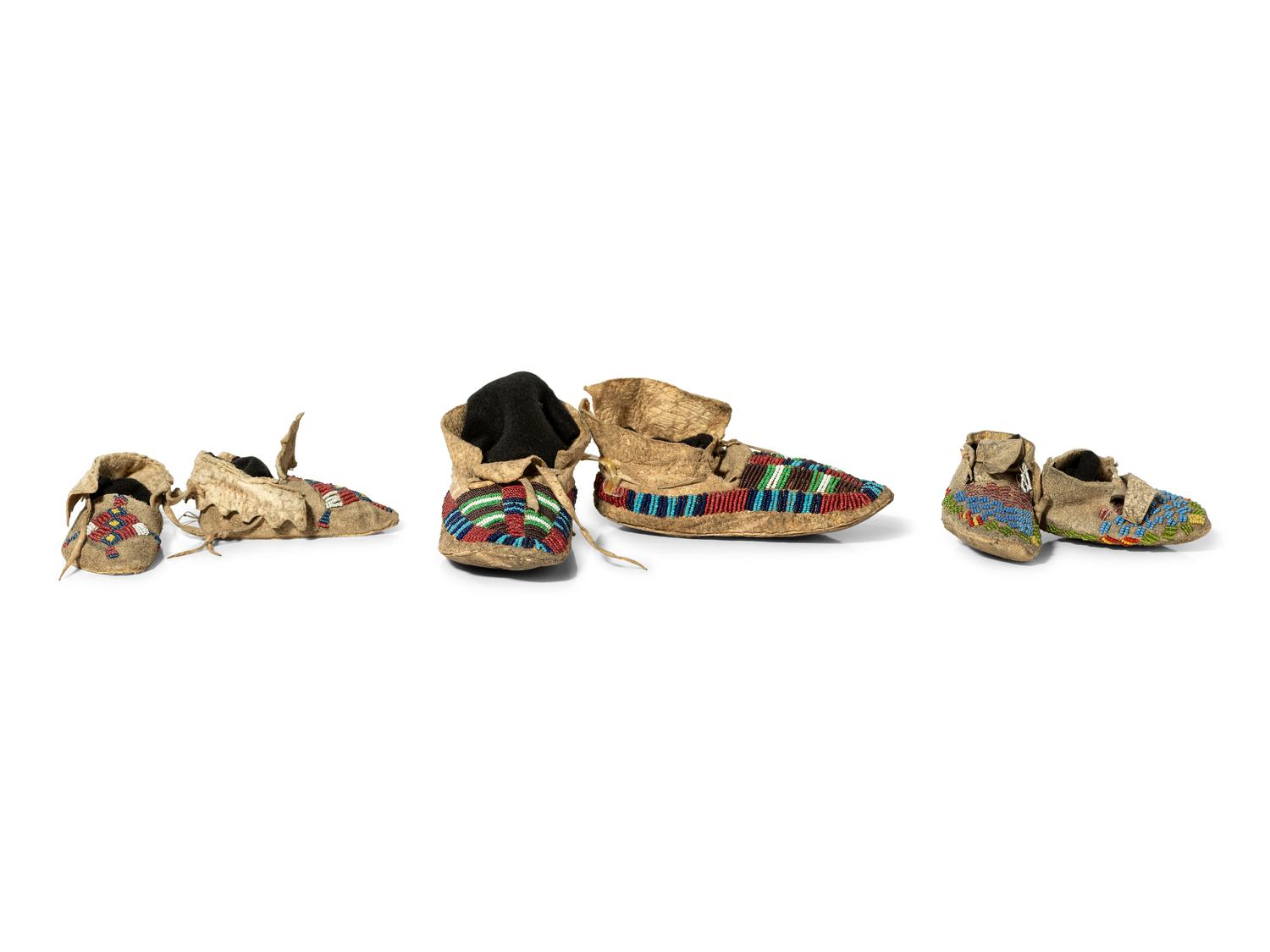 Plains Child's Beaded Hide Moccasins