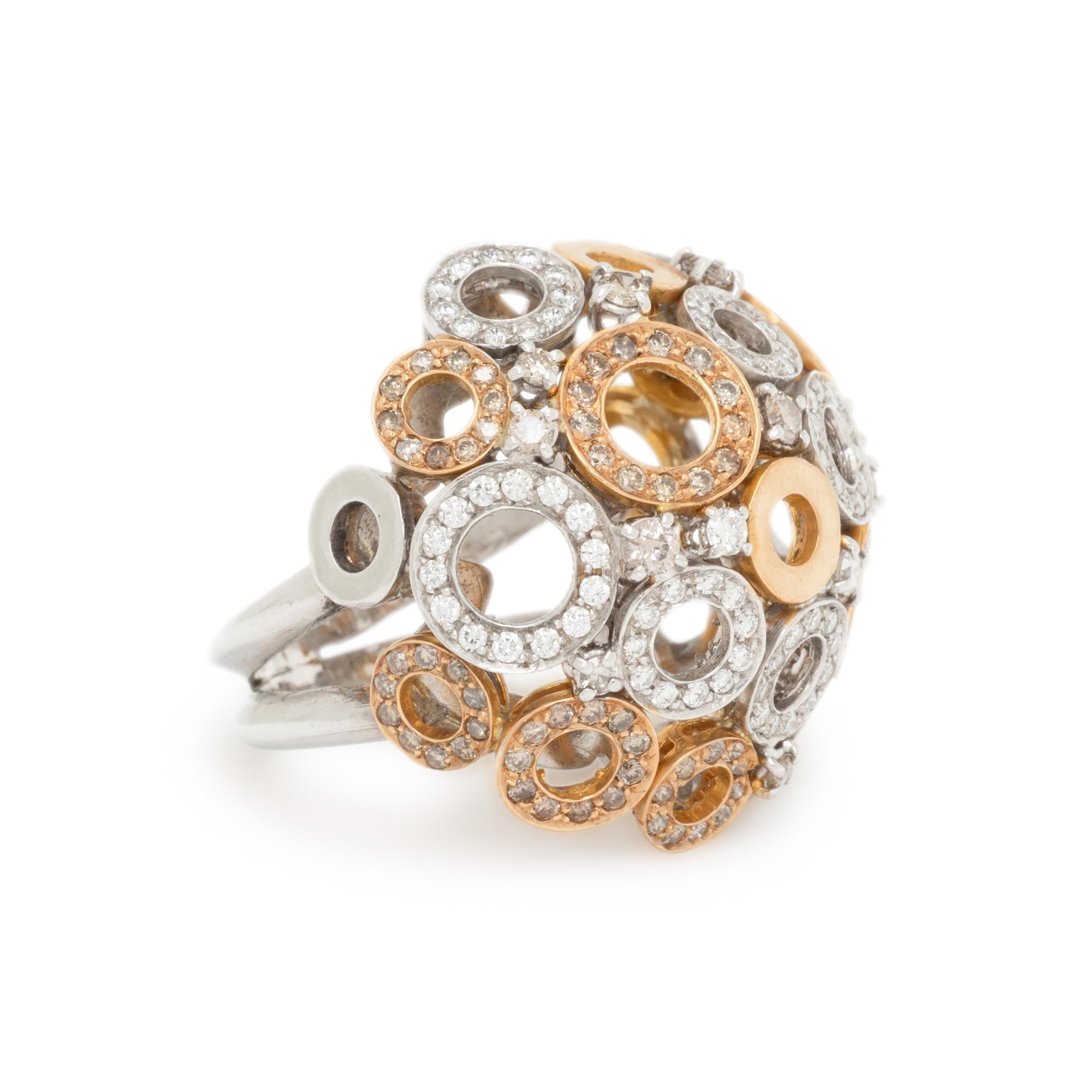BICOLOR GOLD AND DIAMOND BOMBÉ RING