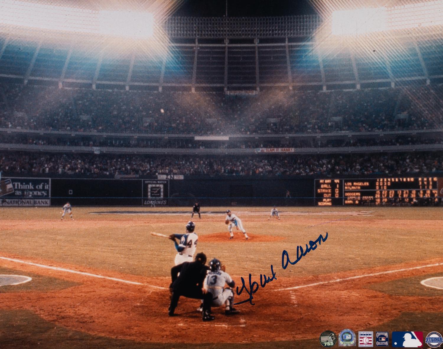 A Hank Aaron Home Run Record 715 Signed Autograph Large Format Photograph (Steiner Hologram),
