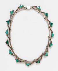 A Modernist Sterling Silver and Malachite Necklace, TILO, 98.10 dwts