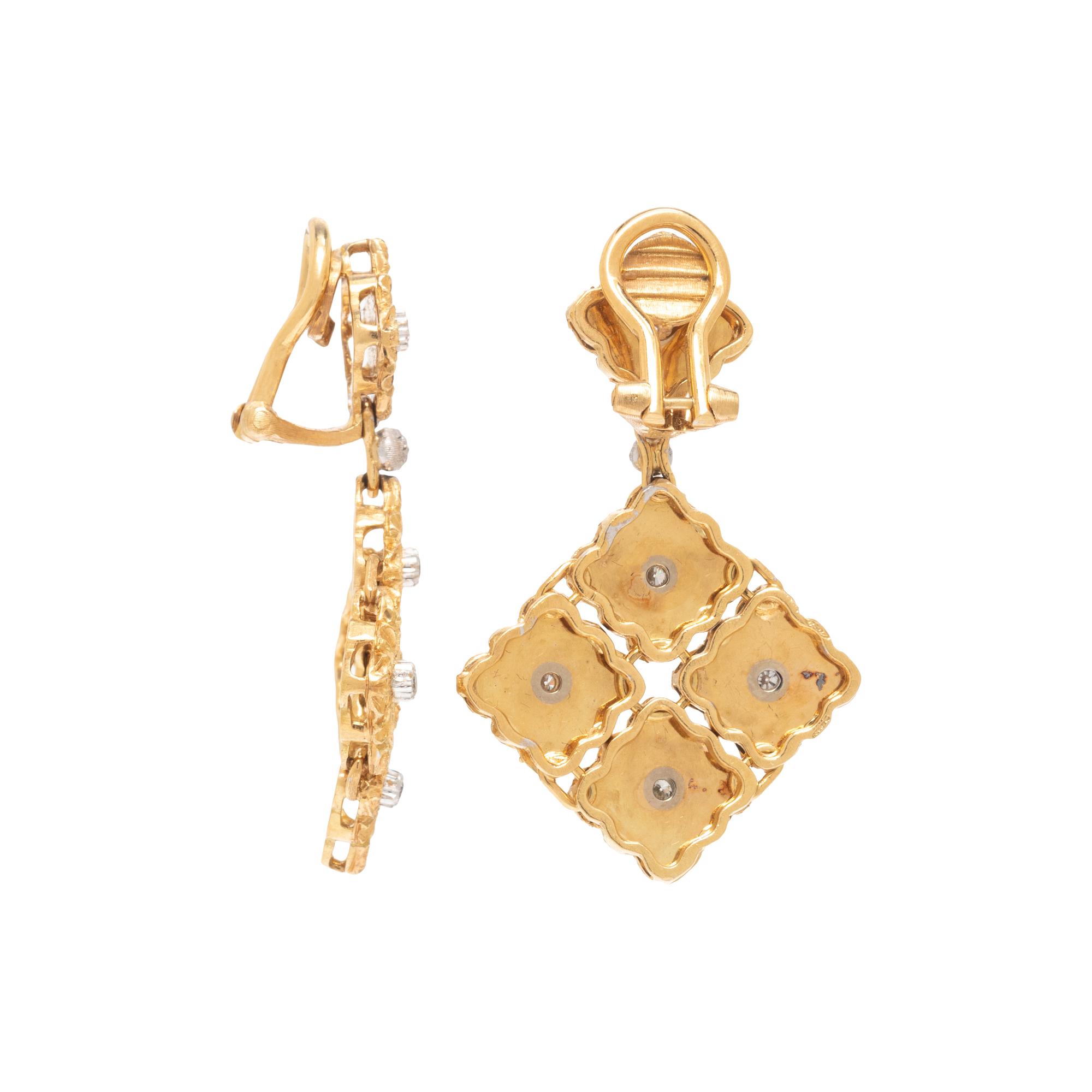 BUCCELLATI, YELLOW GOLD AND DIAMOND 'CASSETTONI' EARCLIPS
