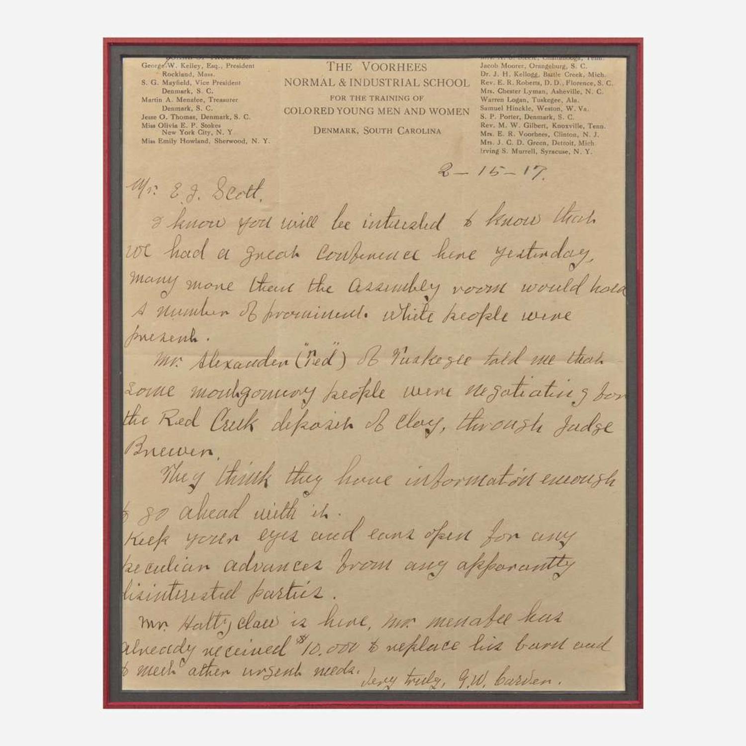 [African Americana] Carver, George Washington Autograph Letter, signed
