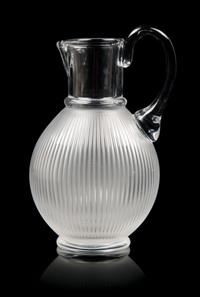 A Lalique Water Pitcher Height 8 7/8 inches.