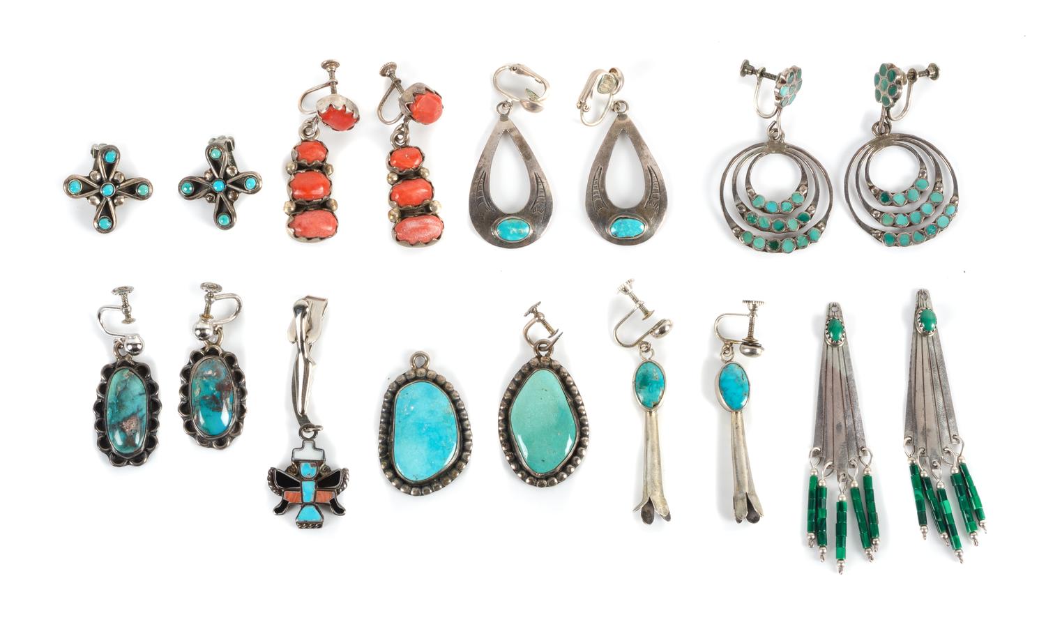 Eight Pairs of Southwestern Ear Clips Length of largest 2 1/2 inches