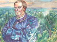 Henry Koerner (American/Austrian, 1915–1991) - Portrait of a Man in a Field together with The Composer