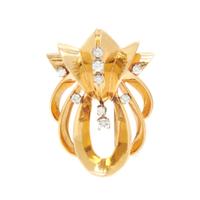 CARTIER, RETRO, YELLOW GOLD AND DIAMOND BROOCH