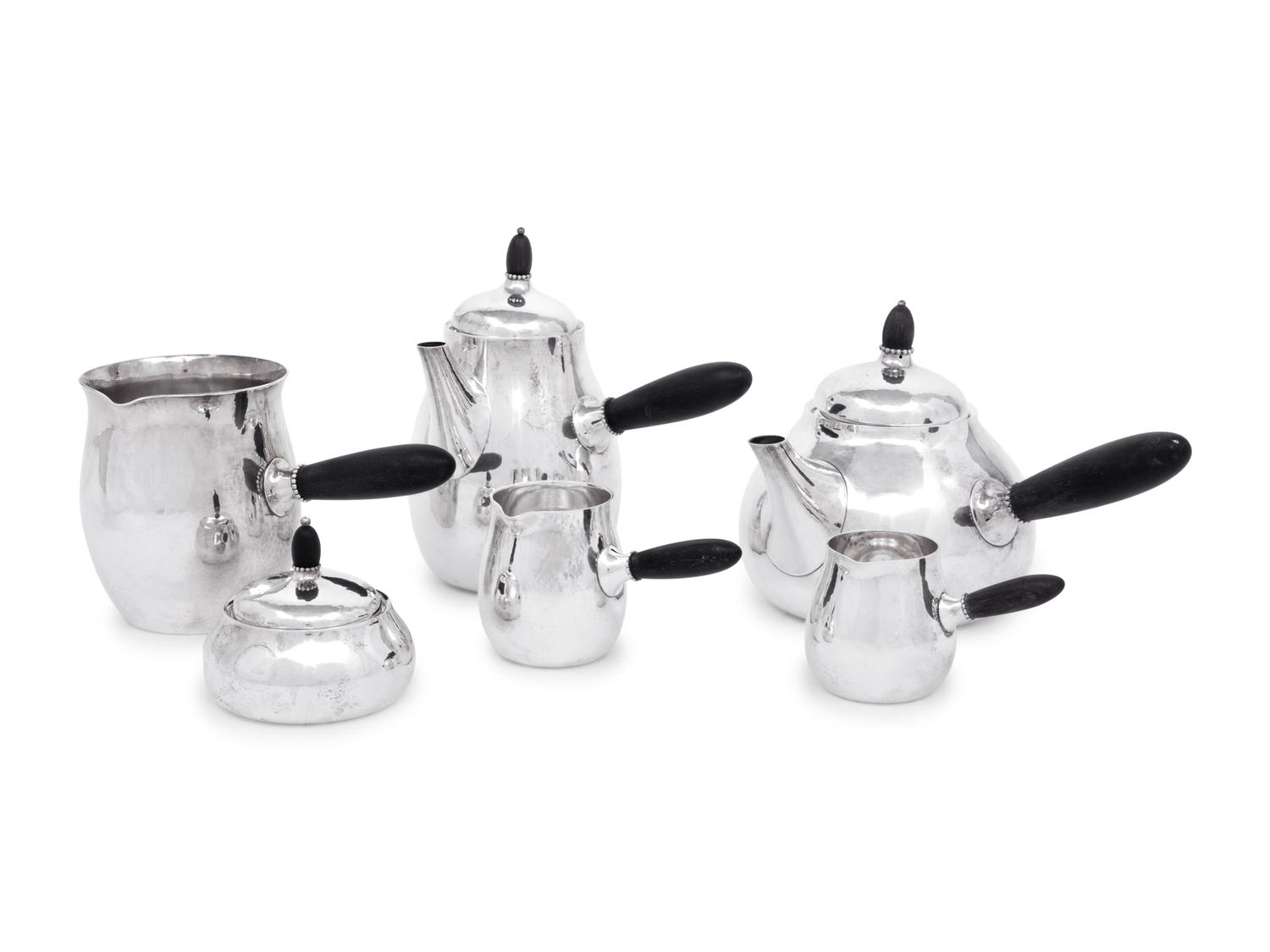 A Georg Jensen Silver Six Piece Tea and Coffee Service