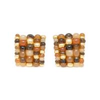 ANGELA CUMMINGS, MULTICOLOR QUARTZ AND CHALCEDONY YELLOW GOLD EARRINGS