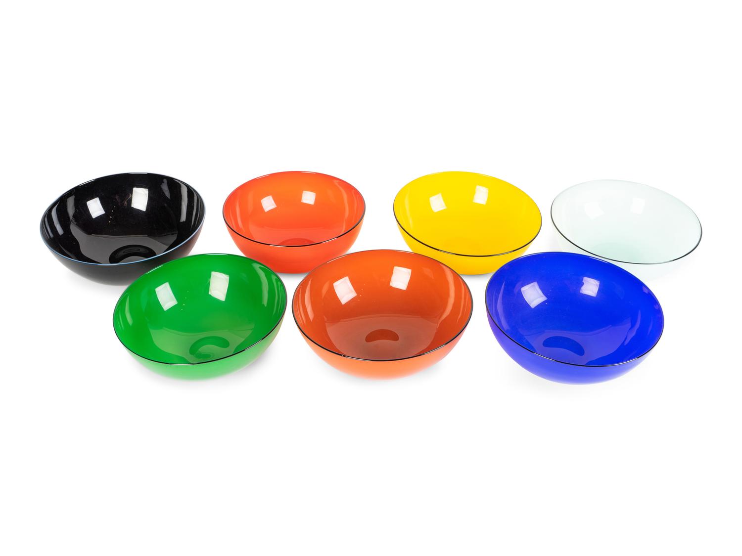 A Set of Seven Baldwin Guggisberg Nonfoux Glass Bowls — DATED 1992-1995