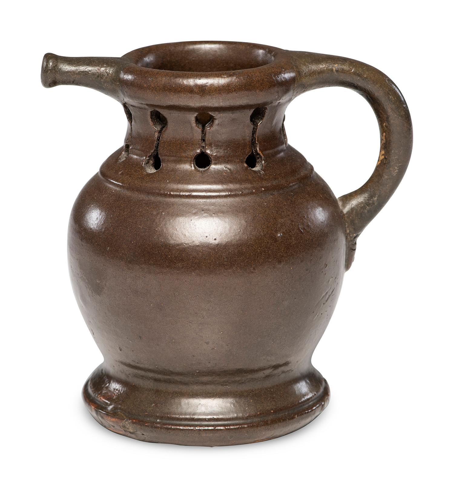 A Rare William Rowley Slip-Glazed Puzzle Jug