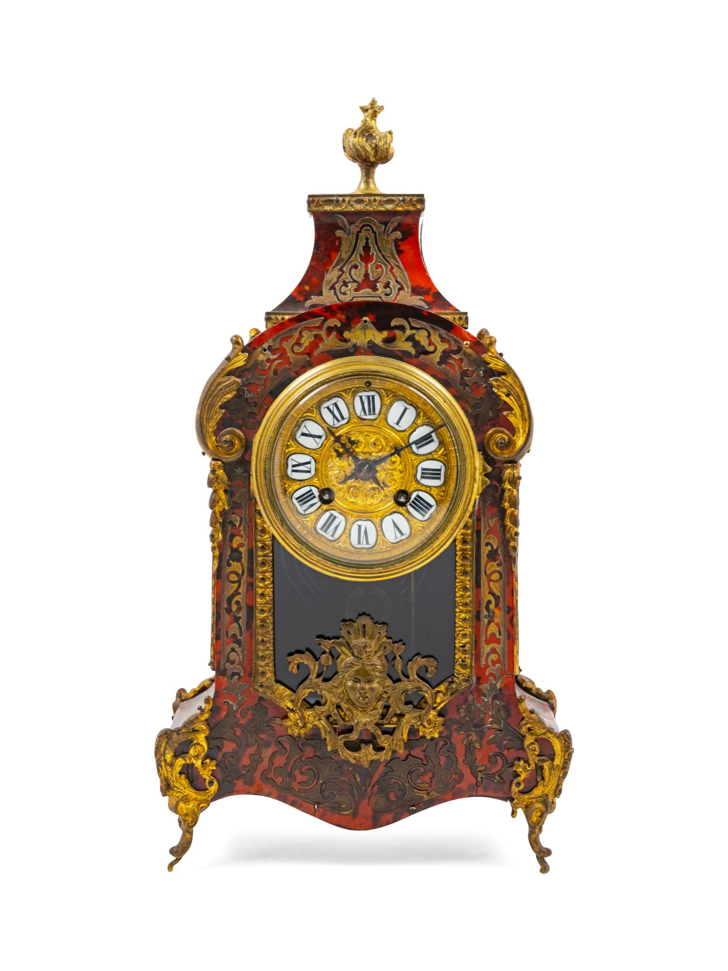 A Boulle Marquetry Mantel Clock