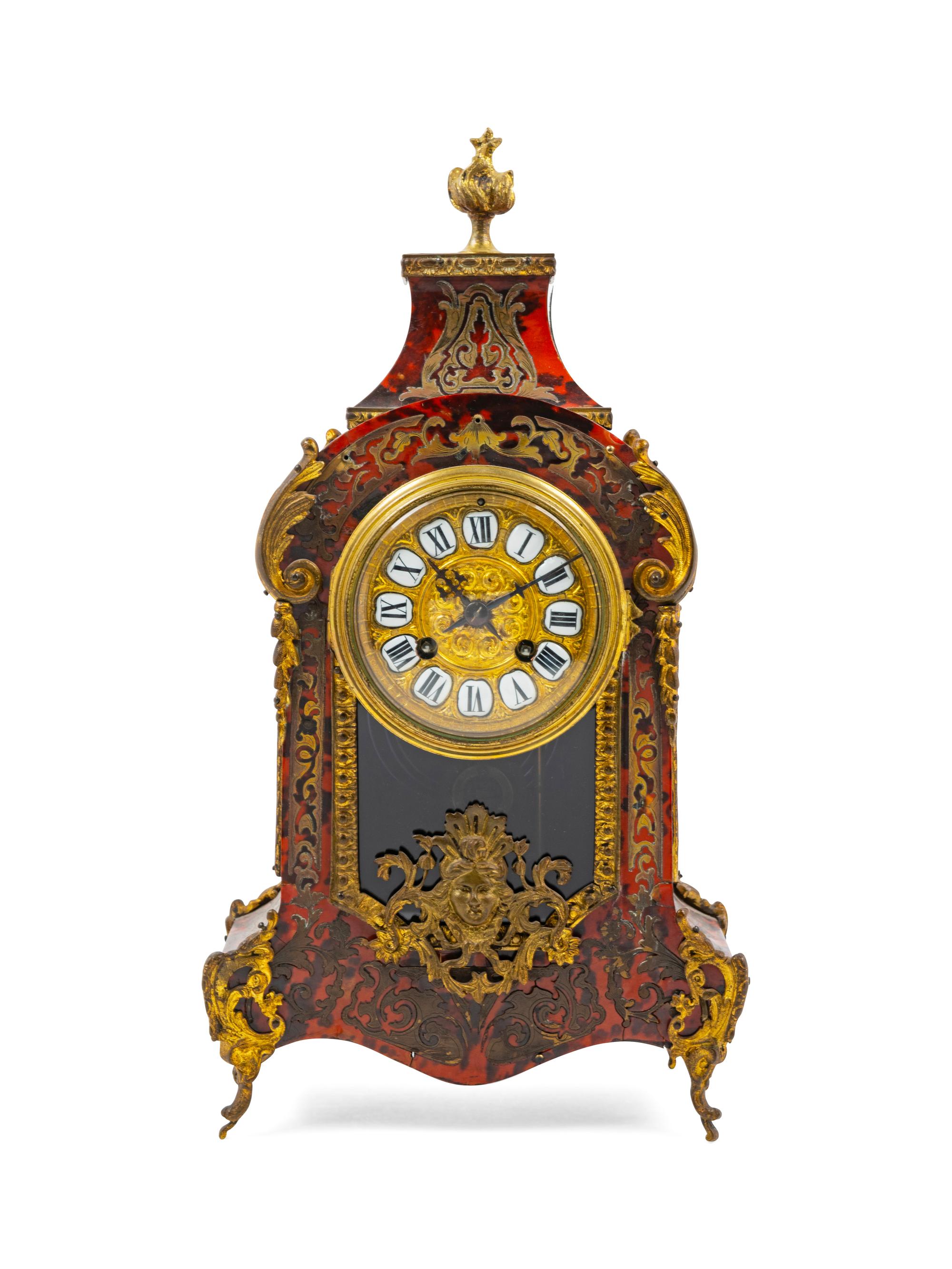 A Boulle Marquetry Mantel Clock