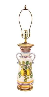 A Spanish Glazed Ceramic Table Lamp Height 26 1/2 inches.