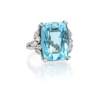 A White Gold, Aquamarine and Diamond Ring, 10.60 dwts.