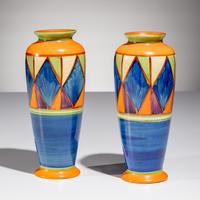 Clarice Cliff (English, 1899–1972) — Two Bizarre pattern vases