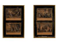 A Pair of Framed Chinese Hand-Colored Prints — 20TH CENTURY