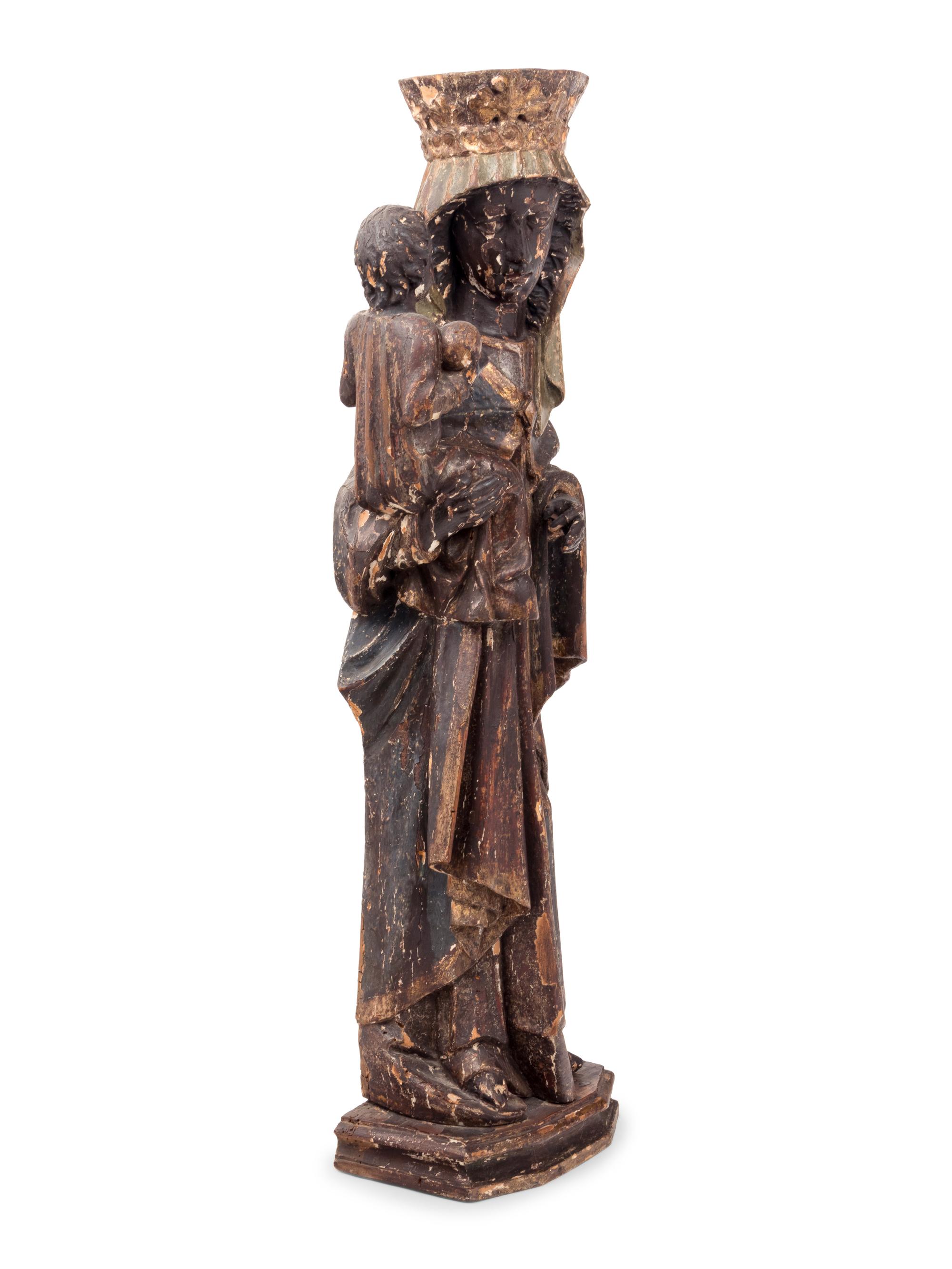 A German Baroque Painted Figural Group of the Madonna of Altötting