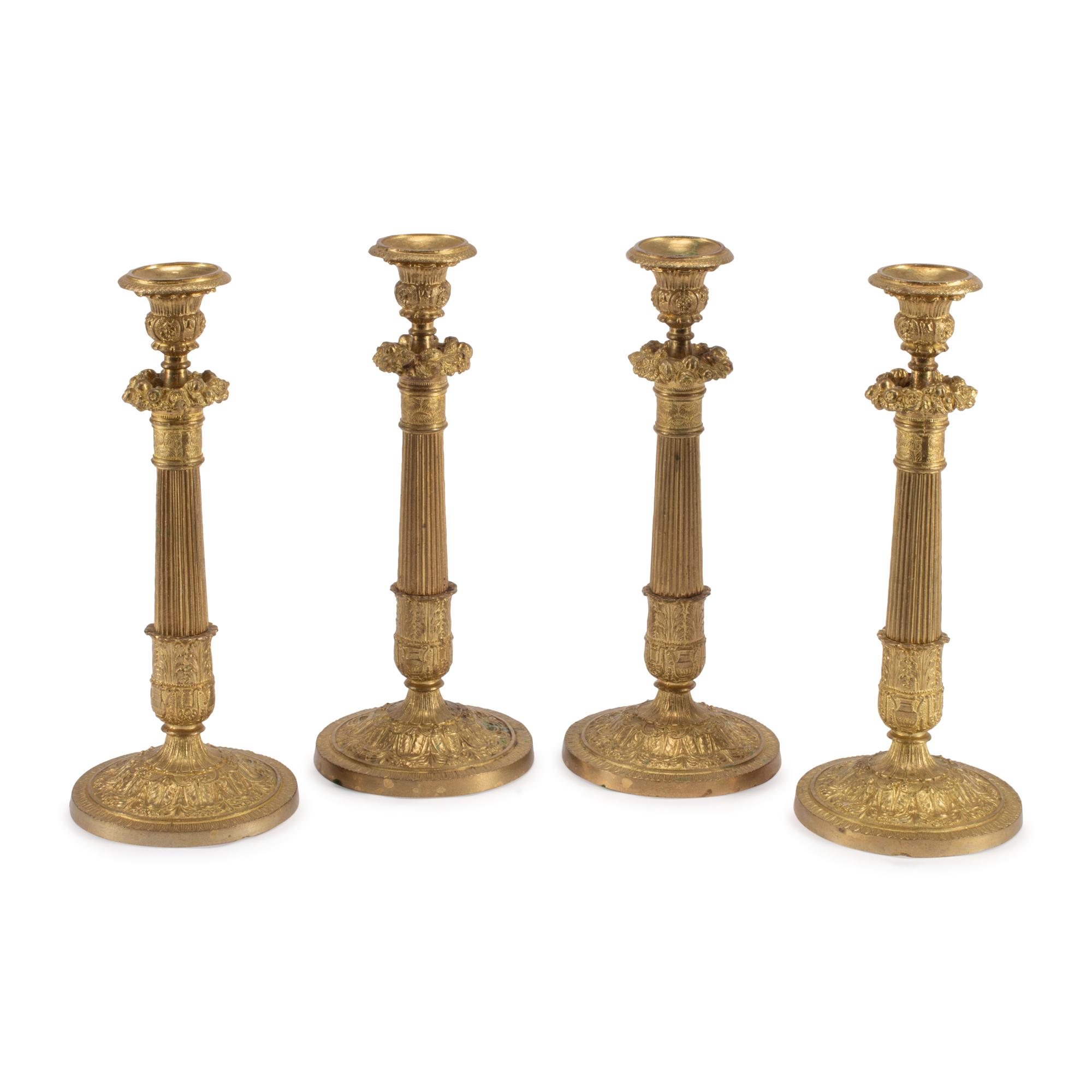 A Set of Four Charles X Style Gilt Bronze Candlesticks