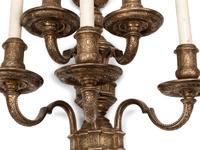 A Pair of Napoleon III Style Silvered Bronze Five-Light Sconces
