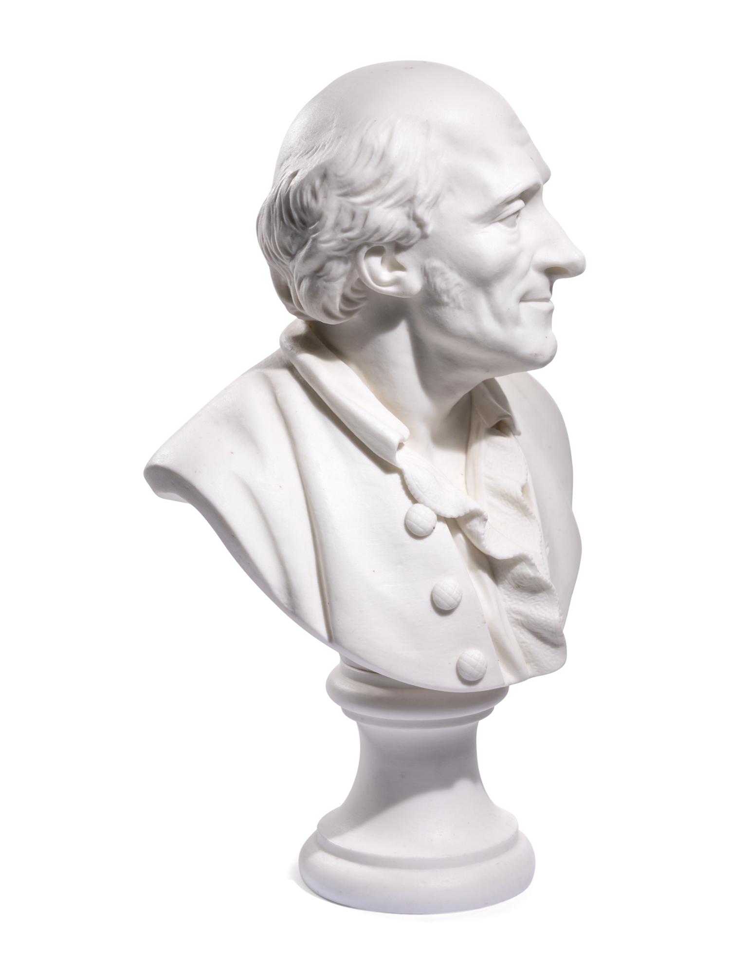 A French Biscuit Porcelain Bust of François-Marie Arouet, Called Voltaire
