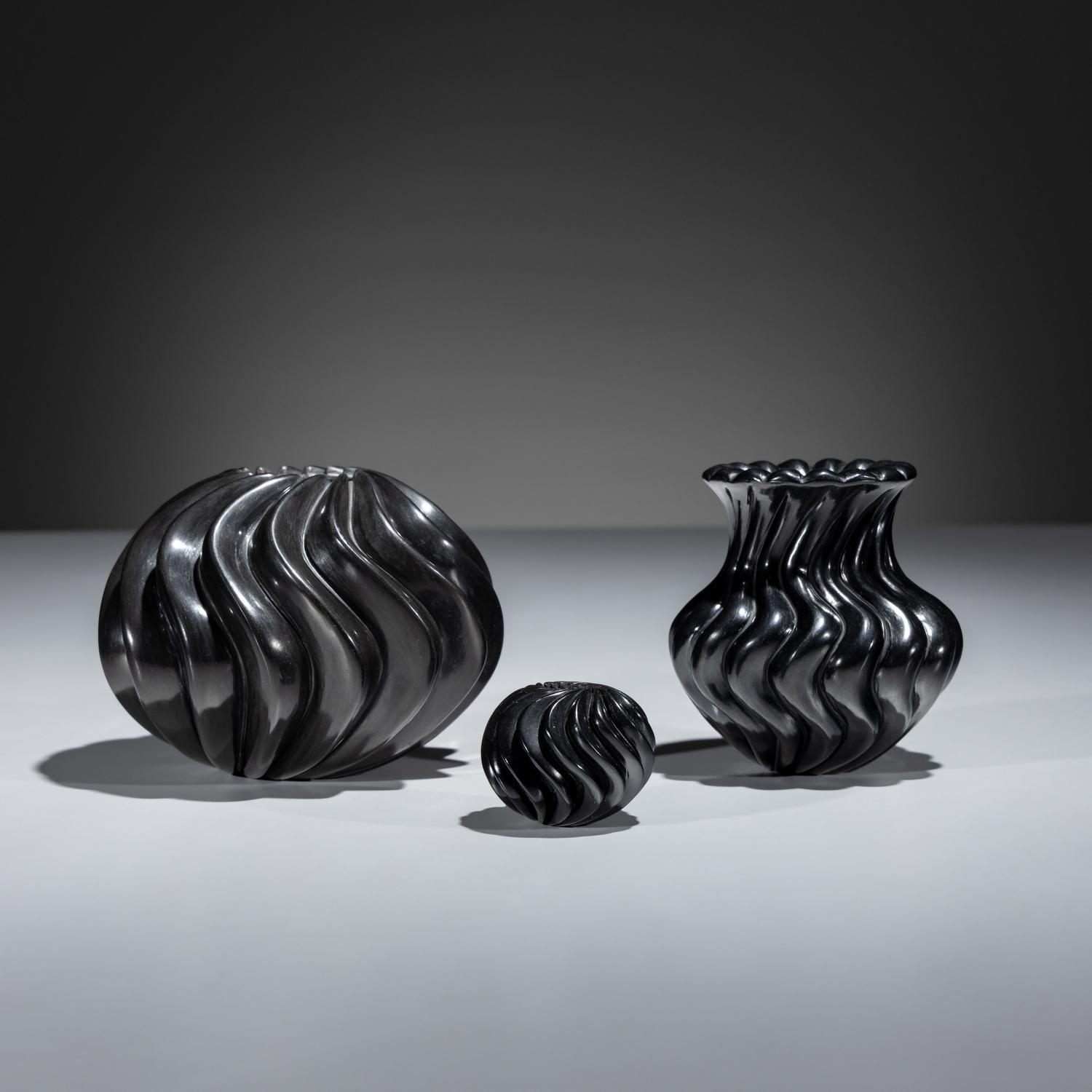 Carved Blackware Jars