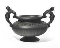 A Wedgwood Black Basalt Urn with Figural Handles