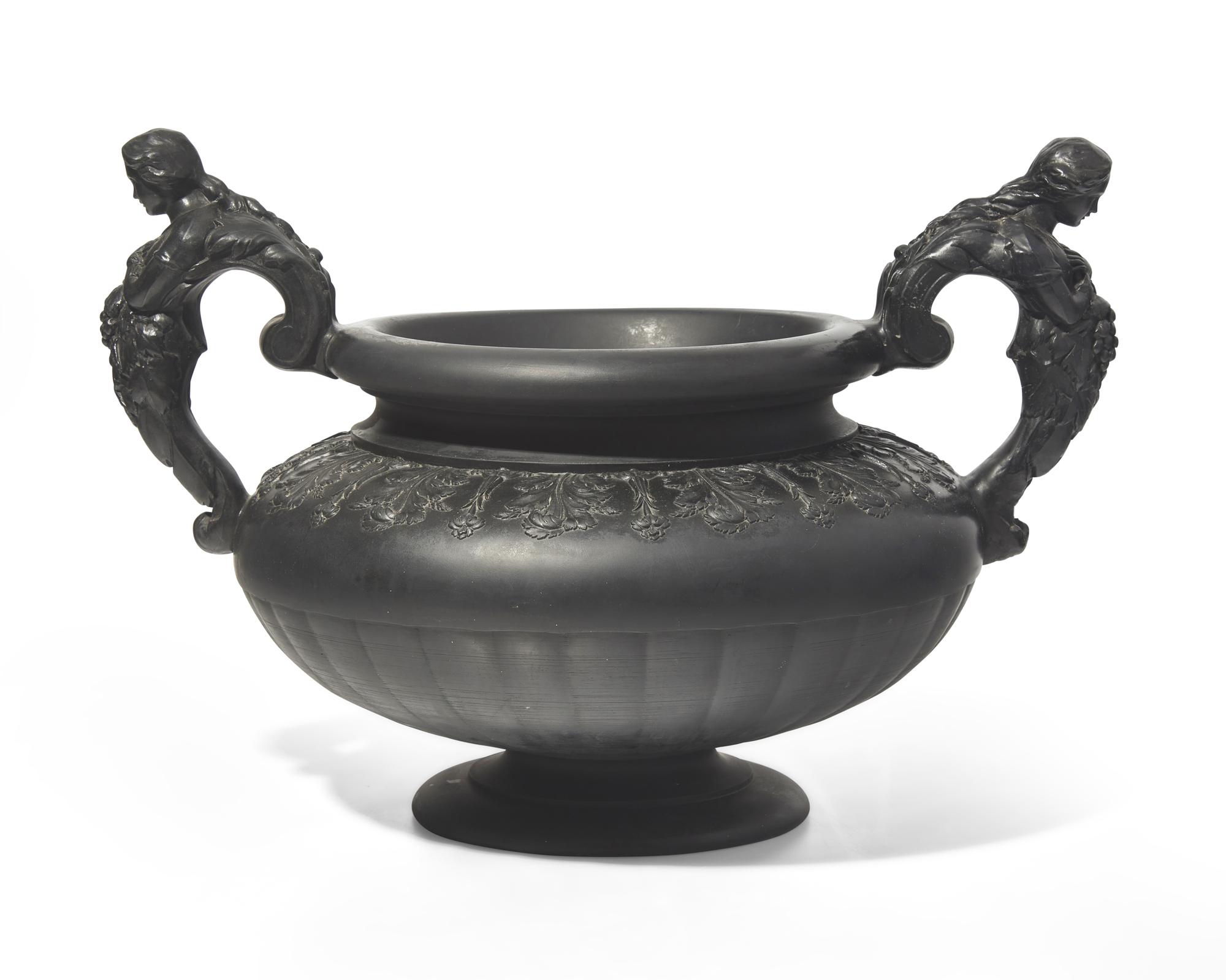 A Wedgwood Black Basalt Urn with Figural Handles