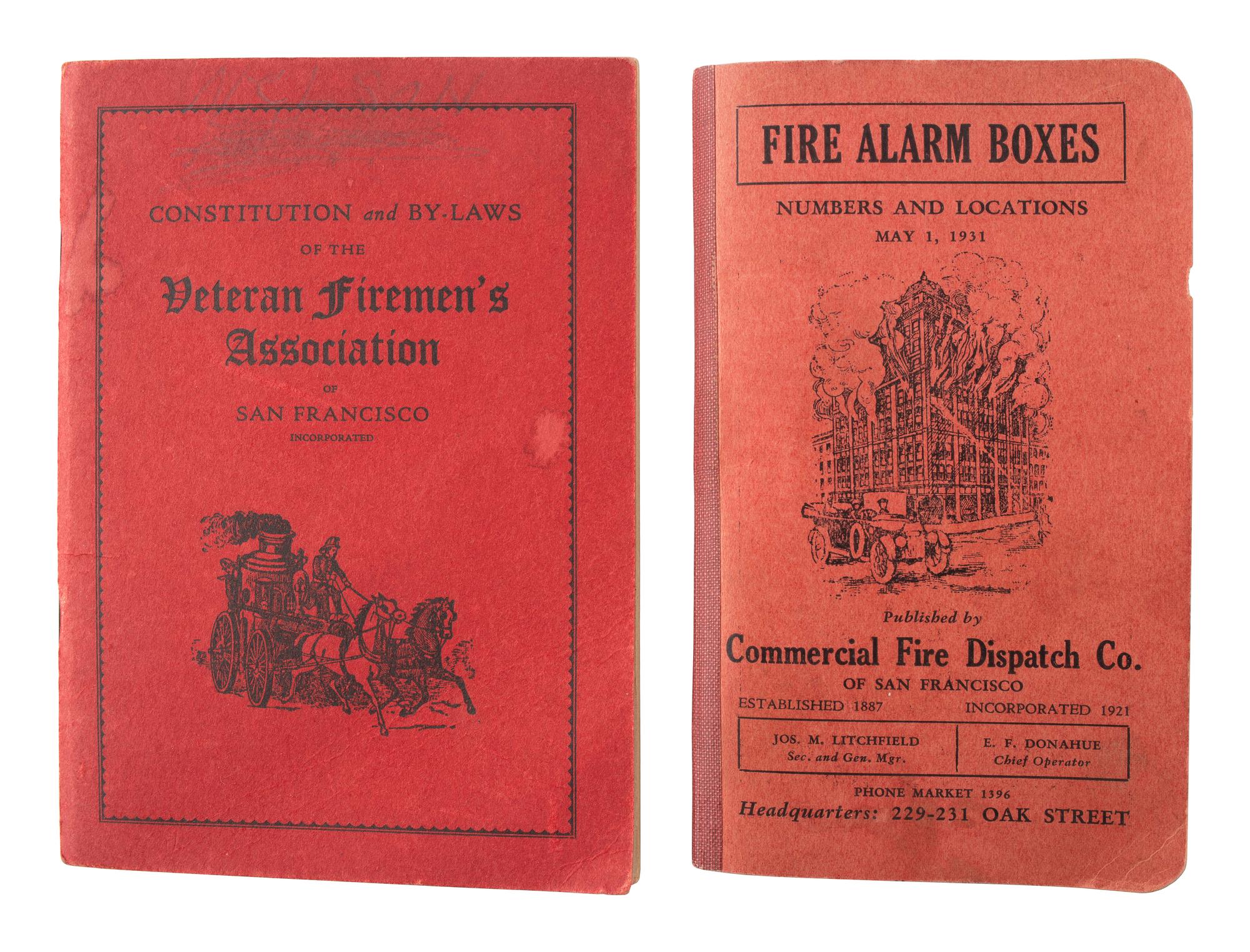 [CALIFORNIA] -- [FIREFIGHTING]. Fire helmet, badges, photographs, and more associated with San Francisco firefighter Ernest Nelson, Engine Co. No. 42, ca 1910-1930s.