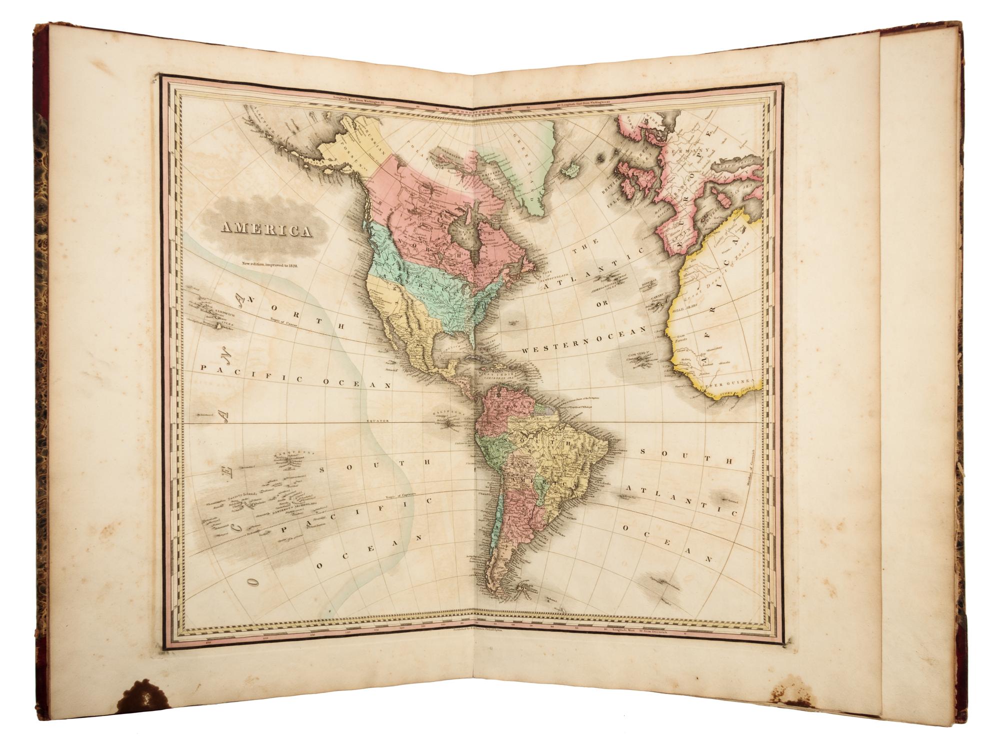TANNER, Henry Schenck (1786-1858). A New College Atlas. Philadelphia: by the author, 1826 (but 1828). RARE.