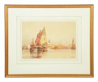 Venetian Harbor, 1920 , together with a work by an unknown artist