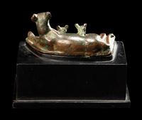 An Egyptian Bronze Cat with Kittens