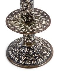 A Pair of Cast Brass 'Surrey Enamel' Candlesticks