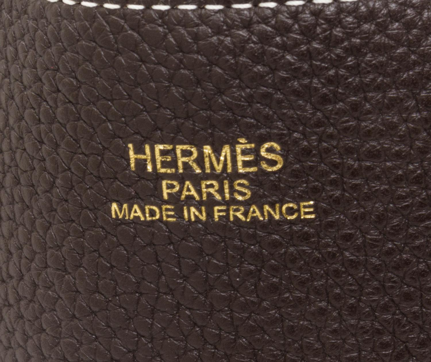 An Hermes Etoupe/Dark Brown 45cm Taurillon Clemence Double Sens Tote, 17.5" x 15.5" x 5".