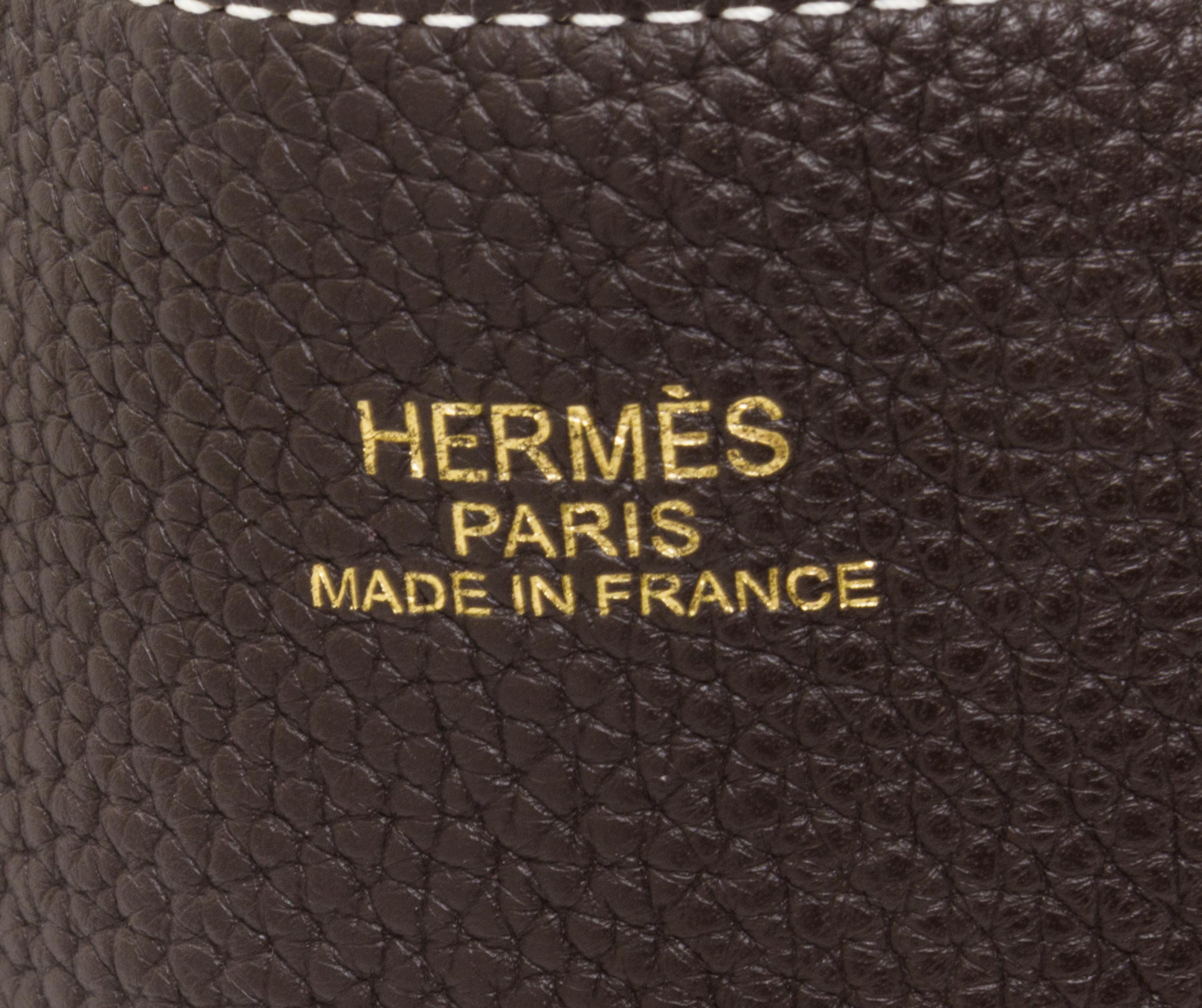 An Hermes Etoupe/Dark Brown 45cm Taurillon Clemence Double Sens Tote, 17.5" x 15.5" x 5".