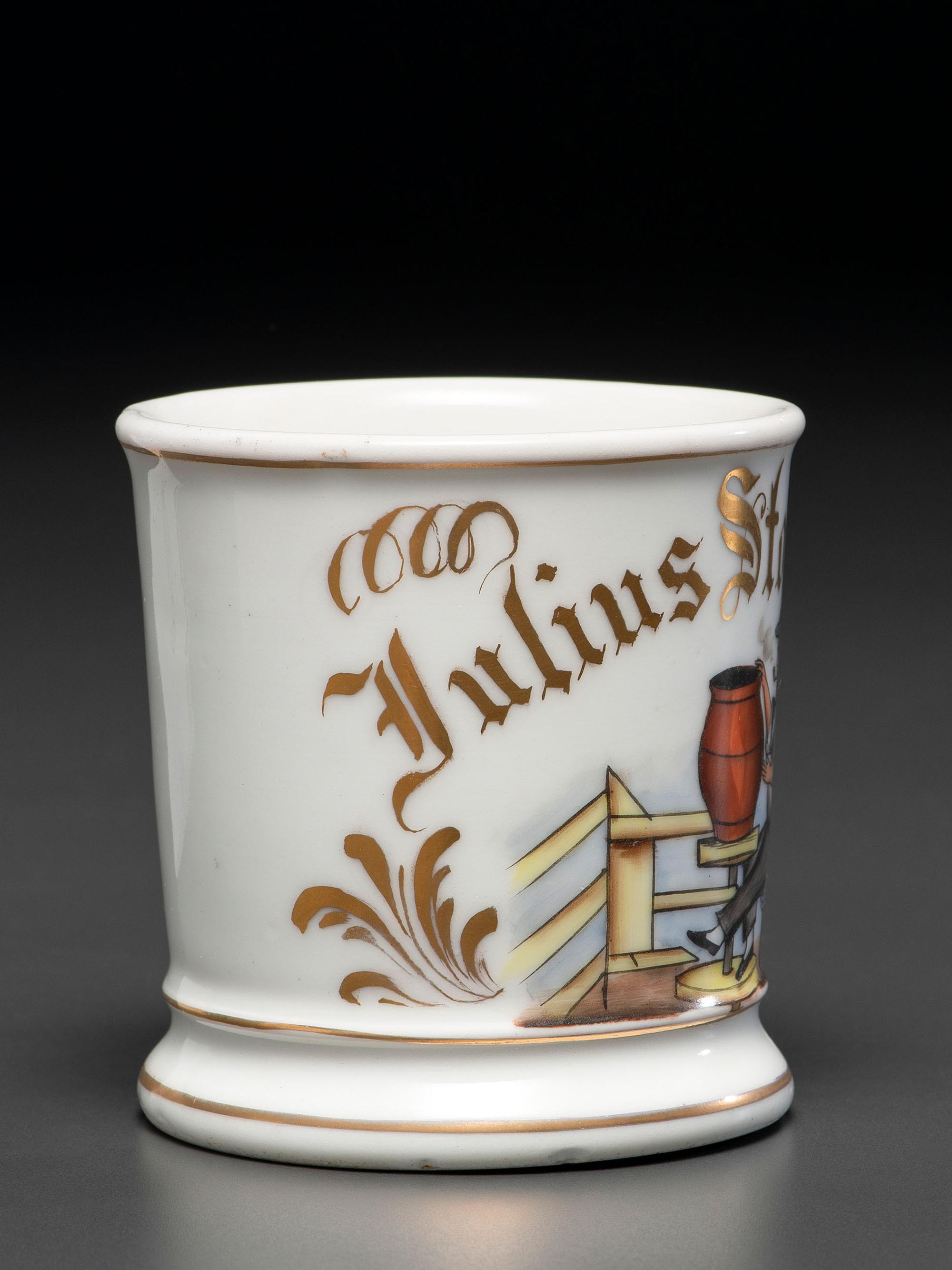 A Potter's Porcelain Occupational Shaving Mug Belonging to Julius Stoeffler