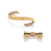 YELLOW GOLD AND DIAMOND BROOCHES