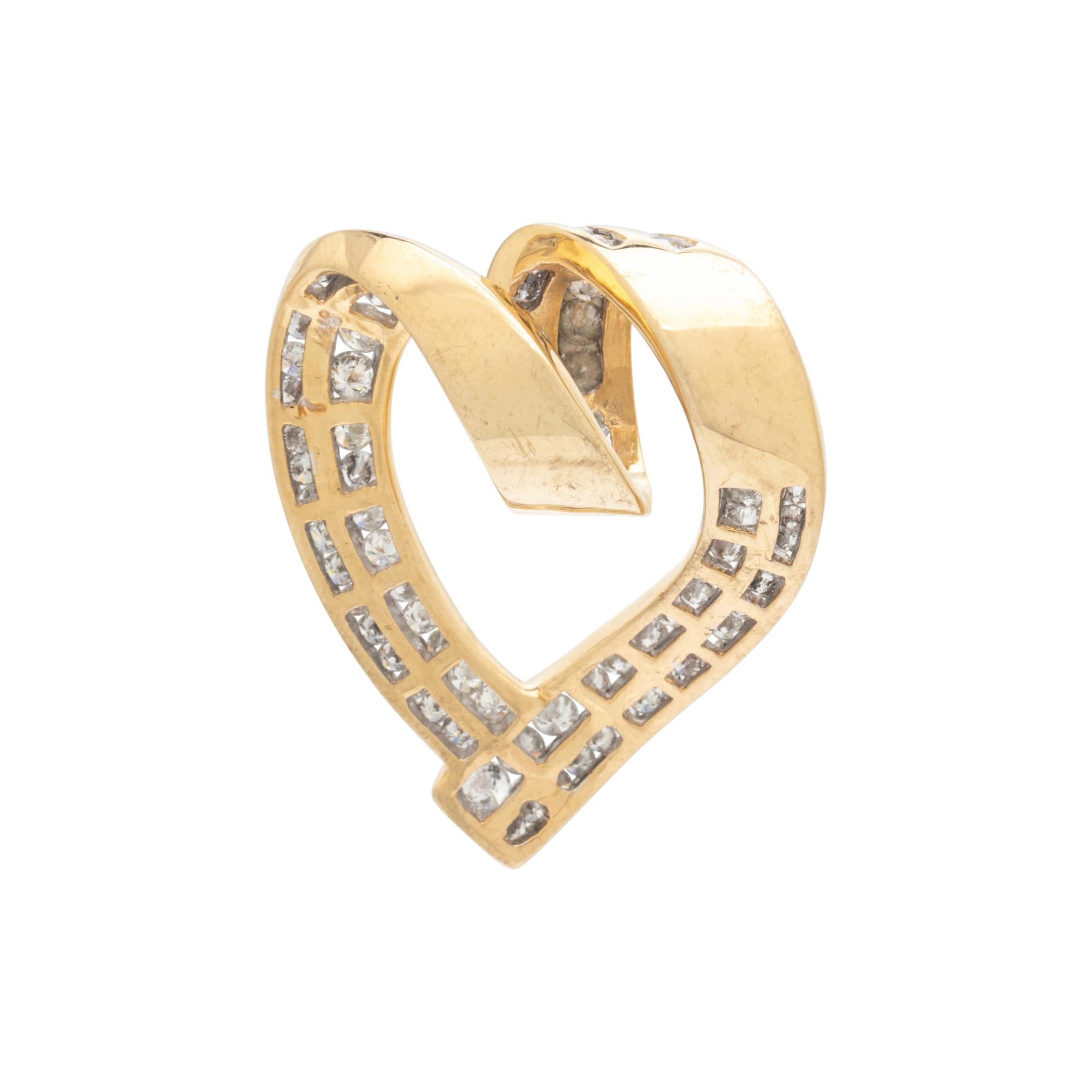 YELLOW GOLD AND DIAMOND HEART SLIDE PENDANT