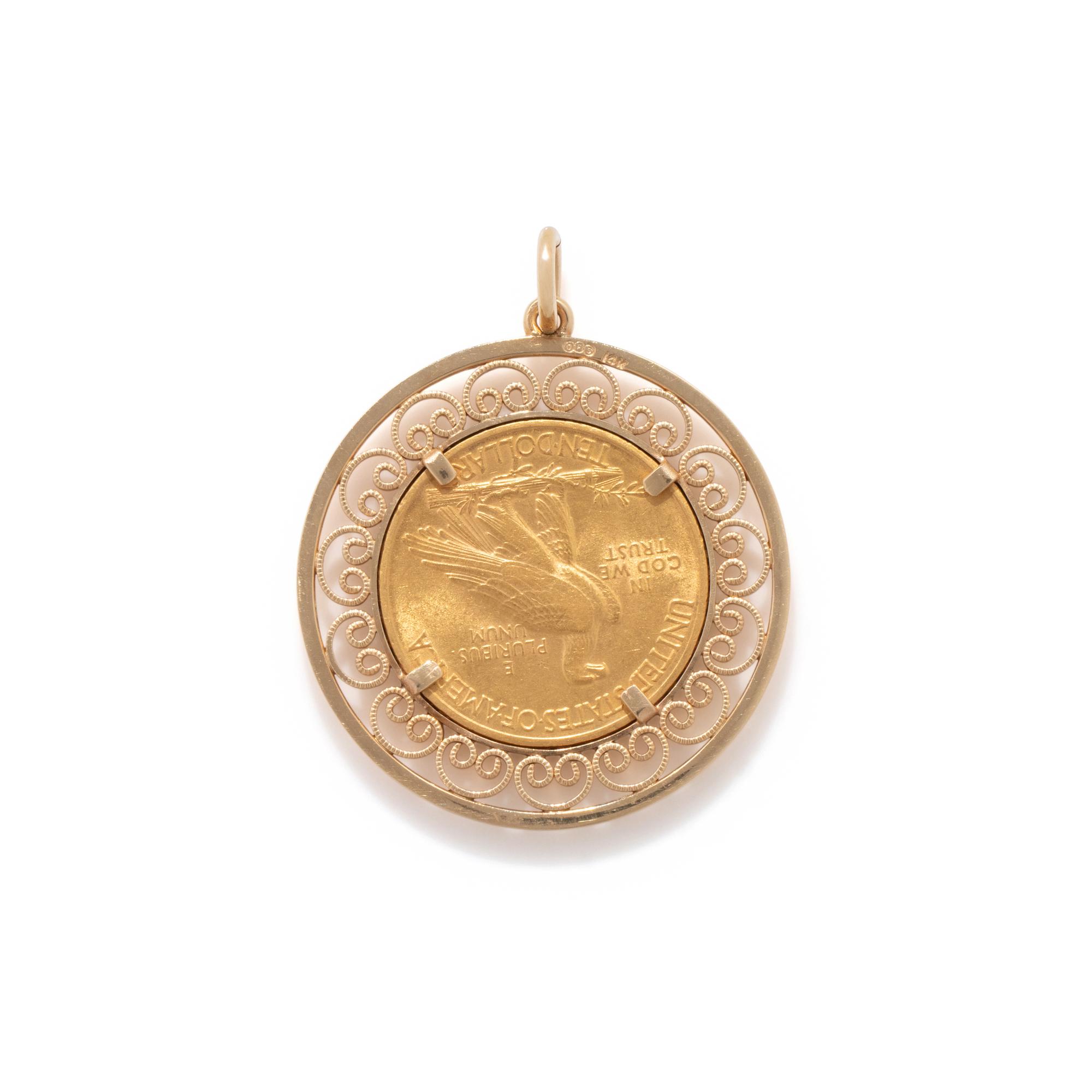YELLOW GOLD AND COIN PENDANT