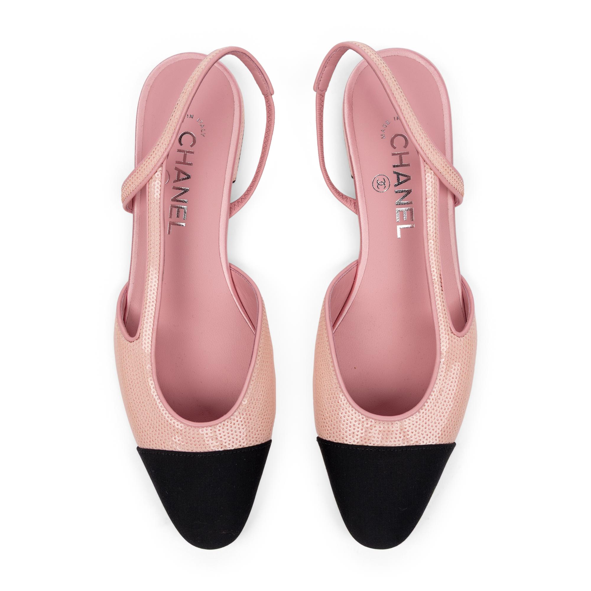 Chanel, Pink Sequined Slingback Flats