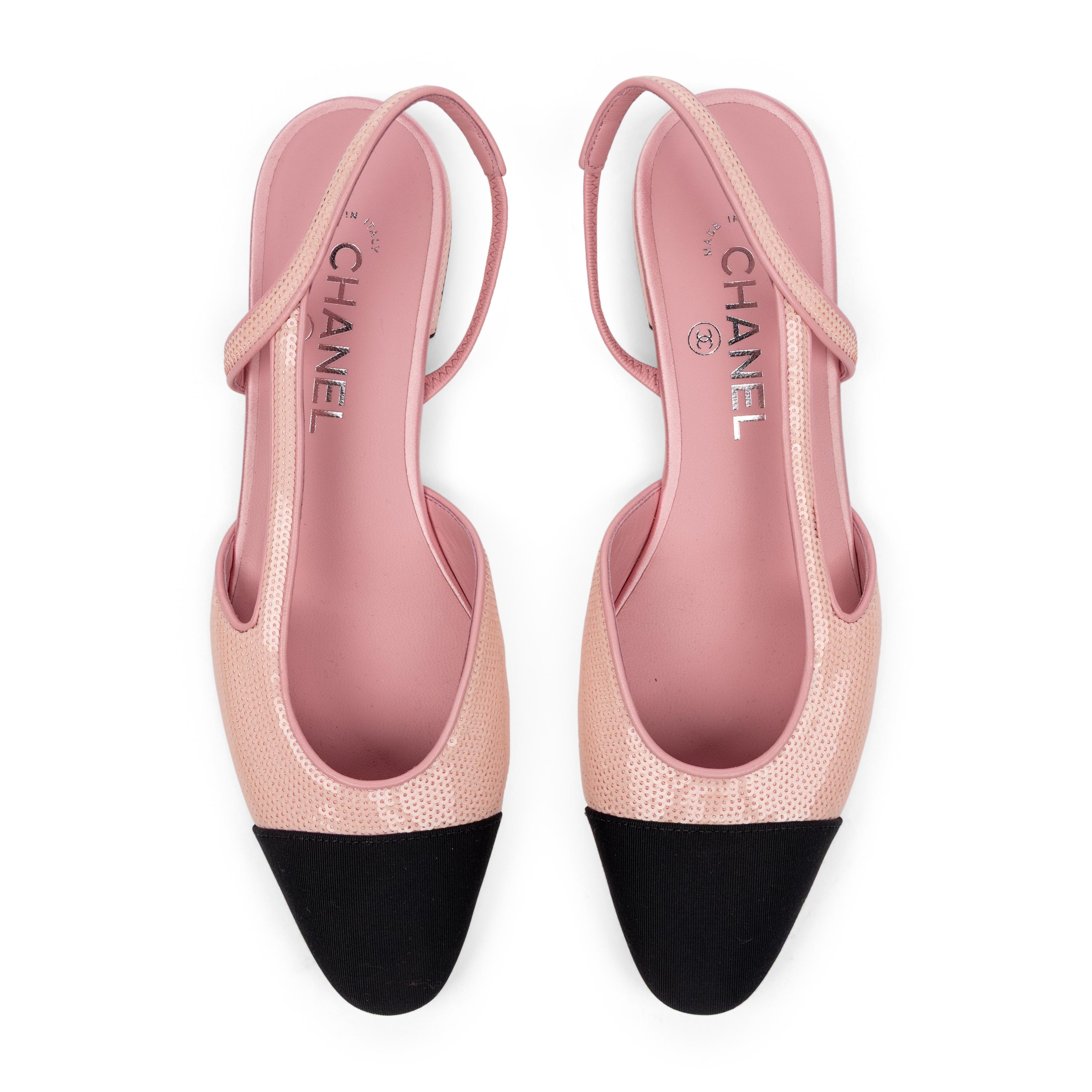 Chanel, Pink Sequined Slingback Flats