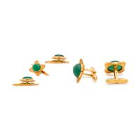 YELLOW GOLD AND GREEN CHALCEDONY DRESS SET