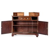 A George III Marquetry and Banded Mahogany Sideboard, circa 1790 and later