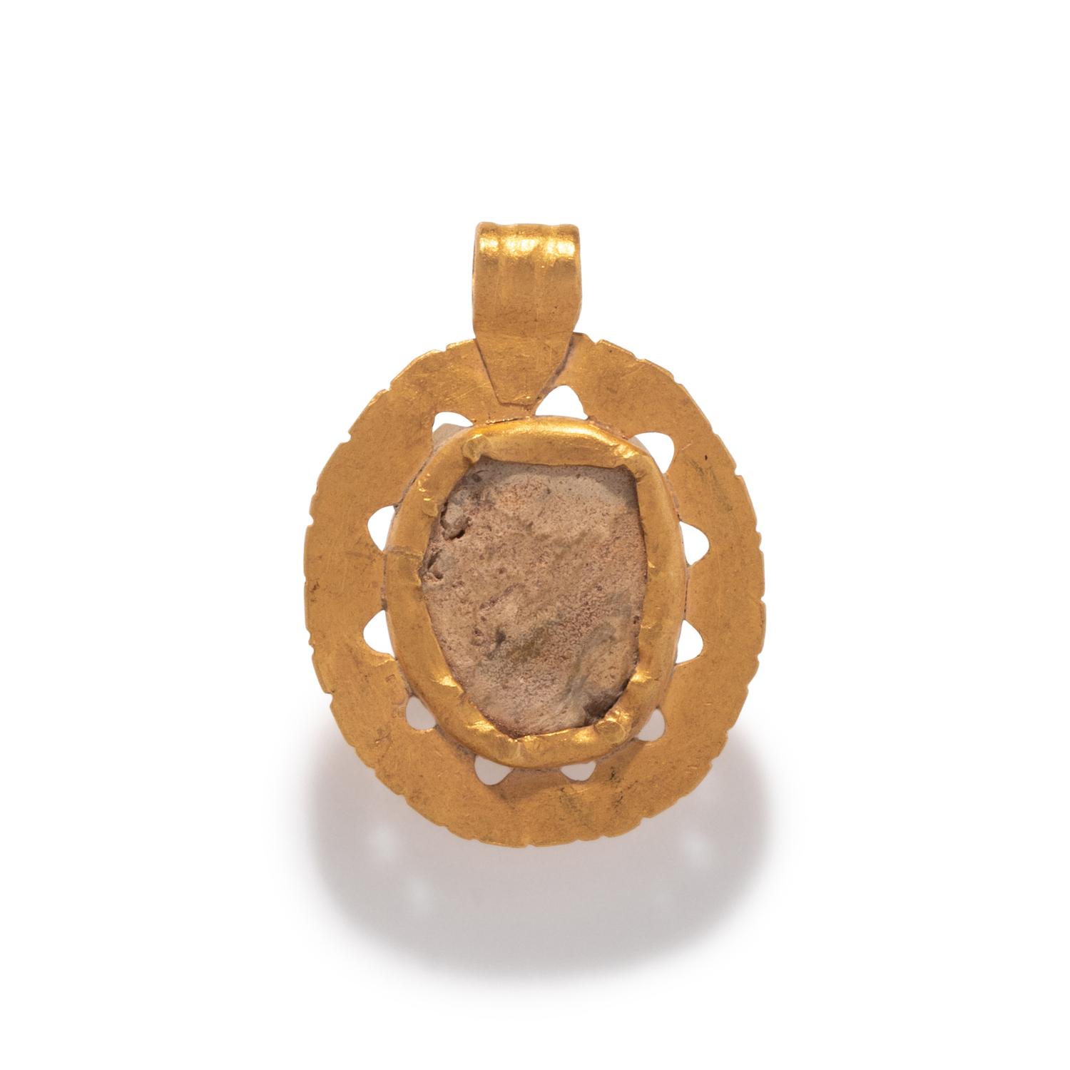 A Roman Agate Cameo and Gold Pendant with the Head of Medusa