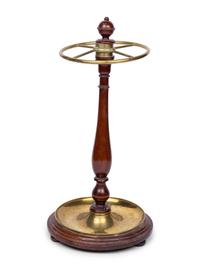 A Victorian Brass and Walnut Umbrella Stand